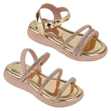 Imagem de KIT Com 2 Pares Sandália Infantil De Menina Feminina Papete Confortável Tratorada Leve Criança SI03 E SI04 (DOURADO E DOURADO, BR, Criança de 4 a 8 anos, Numérico, 20)