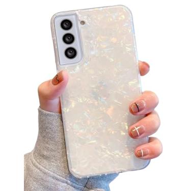 Imagem de J.west Capa para Galaxy S22 Plus 5G de 6,6 polegadas, luxuosa, brilhante, translúcida, transparente, opala, colorida, perolada, design de folha fina, capa de silicone macio para mulheres e meninas