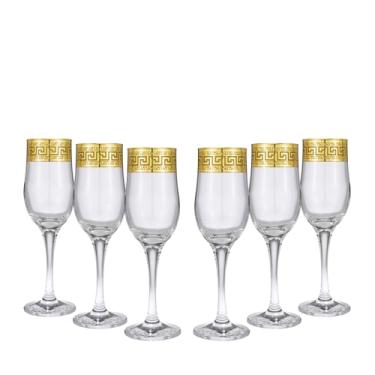 Imagem de Joseph Sedgh Collection Conjunto de taças de champanhe gregas de 170 a 192 g com haste, pode ser lavado na lava-louças, vidro de grau europeu premium