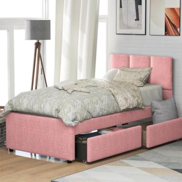 Imagem de Cabeceiras Estofada Modular Cama Solteiro Painel 90cmX40cm Módulos Adesivos (Rosa)