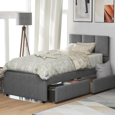 Imagem de Cabeceiras Estofada Modular Cama Solteiro Painel 90cmX40cm Módulos Adesivos (Cinza)