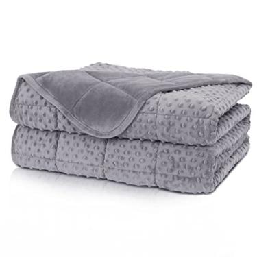 Imagem de Cobertor pesado solteiro Huloo Sleep de 5,4 kg para adultos (122 x 182 cm, cinza), cobertor macio e respirável para todas as estações, cobertor pesado com contas de vidro premium