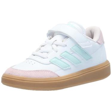 Imagem de adidas Tênis Courtblock infantil unissex, Branco/Halo Ment/Quase Rosa, 6.5 Big Kid