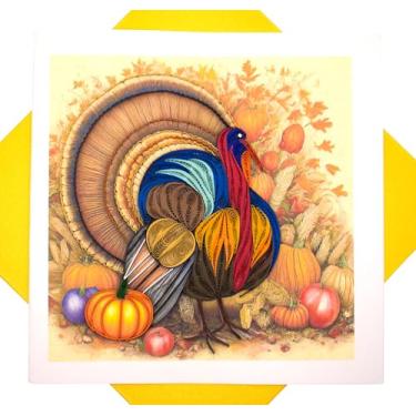 Imagem de Thankful Wild Turkey, Quilling Card 3D - Cartão exclusivo dedicado feito à mão, design para aniversário, Ação de Graças, Dia das Mães, Primavera, Dia dos Pais, formatura, casamento, aniversário,