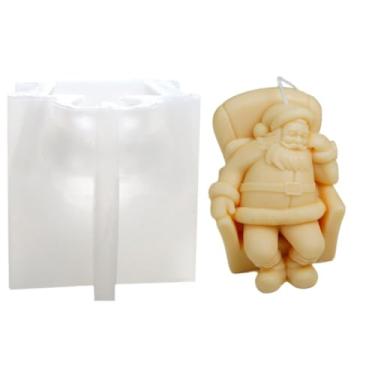 Imagem de Molde de vela de Papai Noel sonolento para cochilar sentado em São Nicolau, molde de silicone para sabonete, cera de soja, resina epóxi, faça você mesmo, artesanato, festas, jantares, decorações de