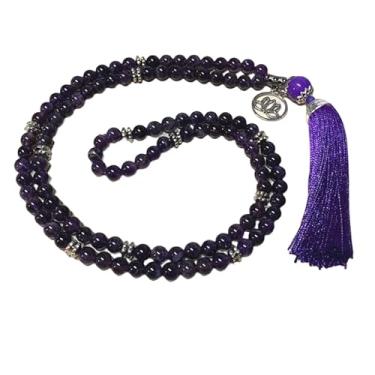 Imagem de Japamala Ametista 108 Contas Pedras Colar Mantras