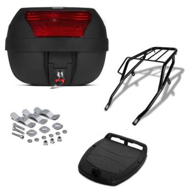 Imagem de Baú Bauleto Preto 28 Litros Com Refletor Pro Tork + Bagageiro Moto, VE