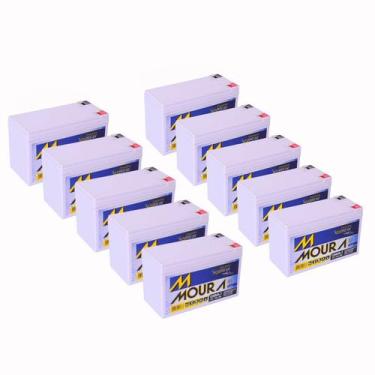 Imagem de Kit 10 Baterias Gel Selada 12V 7ah - Moura No-break
