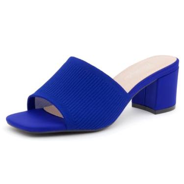 Imagem de Herstyle Salto baixo feminino – Mules sem cadarço, bico aberto quadrado 6 cm confortável sandálias de salto grosso, sapatos modernos 2025 casuais para festas, casamentos e escritório, Royalbluekn, 37