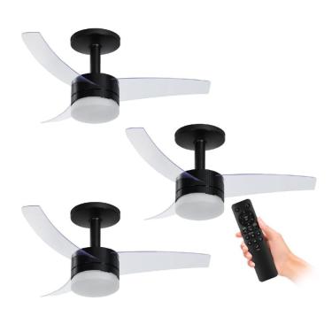 Imagem de Kit 3 Ventiladores de Teto Arno Preto 3 Pás e Controle VX14