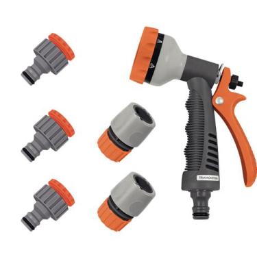 Imagem de Kit engate rapido esguicho hidropistola 6 jatos tramontina com bico de