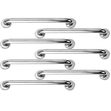 Imagem de Barra Apoio Aço Inox Kit 7 Uni Alça 50cm Gestante Idoso Cadeirante Ant