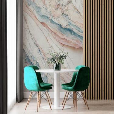 Imagem de Papel de Parede Painel 3D Mármore Rosa e Azul Brilhoso 2M Auto Colante
