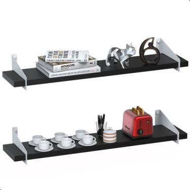Imagem de 2 Prateleiras De Madeira Estilo Industrial Suspensa Max60b - CasaMóvei