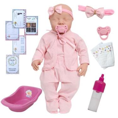 Imagem de Bebê Reborn Com Acessórios Premium Enxoval Menina  Roupinha - Cegonha 