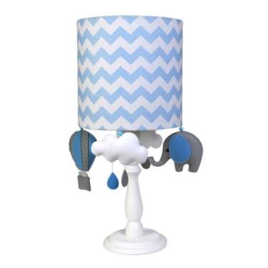 Imagem de Abajur Madeira Elefante Balão ul Quarto Bebê Infantil - Potinho de mel