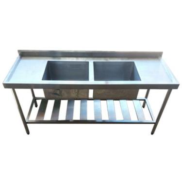 Imagem de Pia Aço Inox Industrial 170x60x90 cm Cuba Dupla Loja da Cozinha