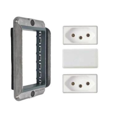 Imagem de Kit Tampa Condulete + 2 Tomada 10A  + Modulo Cego Tramontina