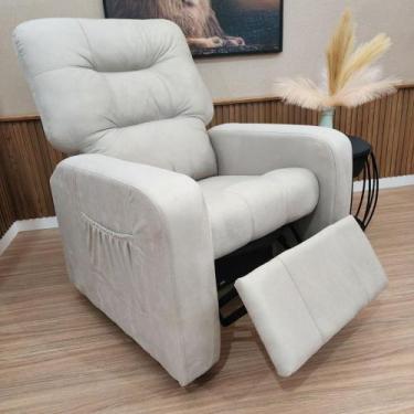 Imagem de Poltrona de Descanso do Papai Reclinável em Suede Bege Thor - Larbelle