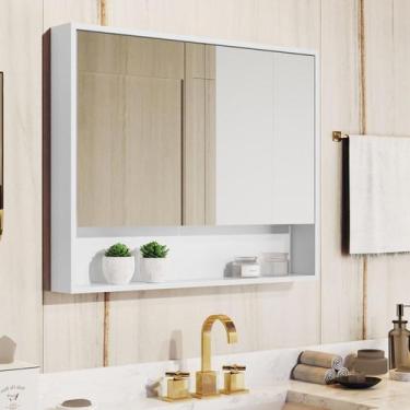 Imagem de Espelheira Eros Armário Aéreo Para Banheiro - Branco - Emes Móveis