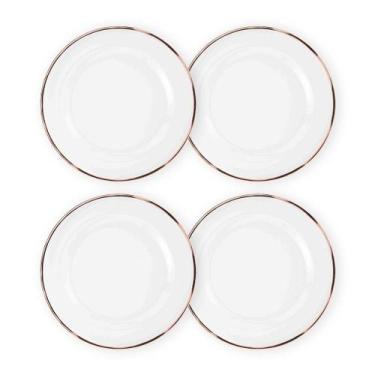 Imagem de Kit 4 Unidades Sousplat Redondo Transparente Com Borda Vidro 33Cm Rafi