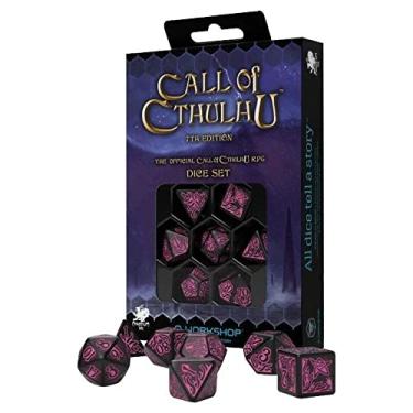 Imagem de Q-Workshop Call of Cthulhu 7E: Conjunto de dados preto e magenta (QWOCTR3P), misto