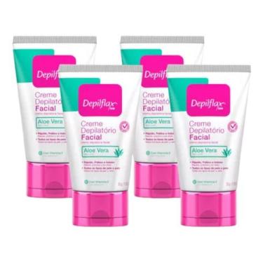 Imagem de Kit 4 Creme Para Depilação Facial Depilflax Aloe Vera 50G