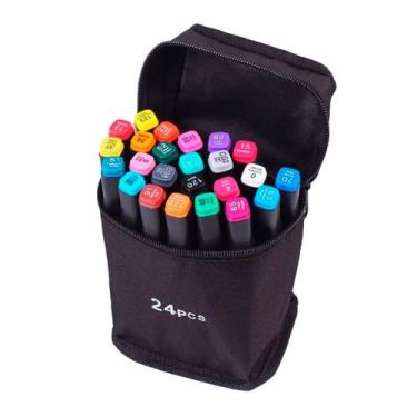 Imagem de Kit Canetinha 24 Unidades Estojo Pintura Escolar Profissional - RELET