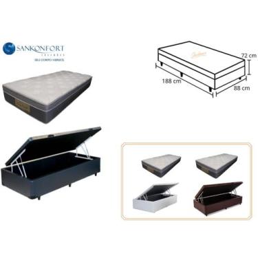 Imagem de Conjunto Baú Solteiro + Colchão Sankonfort Sleep Fresh Molas Ensacadas