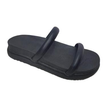 Imagem de Sandália Flat Papete Anatômica 2 Tiras Moda Pé, 37, Preto