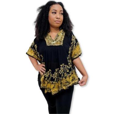 Imagem de Bata Indiana estilo Poncho Bordado Batik Plus Size PU 009 - Sarat Moda