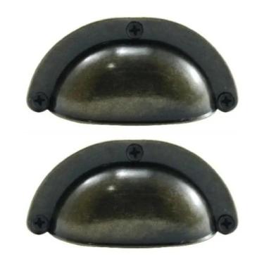 Imagem de 02 Puxador Para Móveis Retrô Concha Metal Pequena Colonial  - Speed Pu