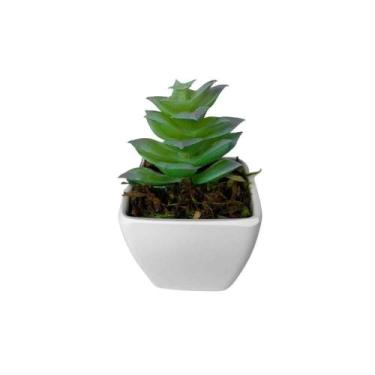 Imagem de Suculenta Artificial Mini Vaso de Plástico Branco - Melhores Ofertas, 