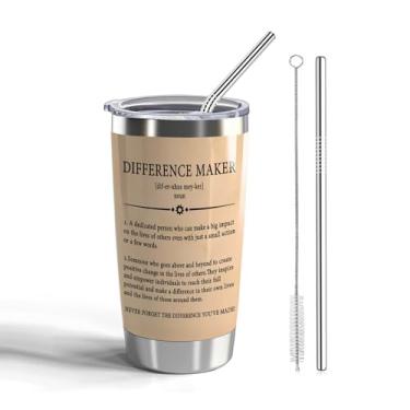 Imagem de CWEGSJ Difference Maker Definition 590 ml Tumbler with Lid and Straw Thank You Gifts for Leader Teacher Mentor Coach Boss Difference Maker Caneca de viagem (Tumbler-Difference Maker)