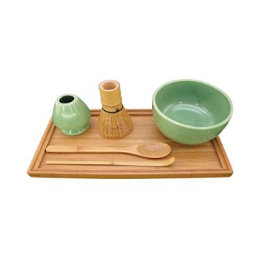 Imagem de Marca BambooMN – Conjunto de tigelas Matcha (inclui tigela, descanso, batedor de chá, Chasaku, colher de chá e bandeja) – Conjunto 1/2/10, Soft Light Green, 1