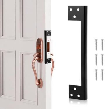 Imagem de Placa de proteção de trava de porta de 17 cm, capa de placa de proteção de trava resistente em forma de L protetor de segurança de porta para bloquear o acesso à trava de porta (preto fosco)