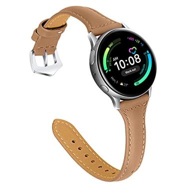 Imagem de Pulseira de couro Joyozy compatível com Galaxy Watch Active2 (40 mm) (44 mm) / Active (40 mm), pulseira de relógio de 20 mm de liberação rápida para relógio Galaxy Watch 42 mm/Gear S4/Gear S2 Classic SM-R732/735/Garmin Vivoactive 3/3 Music/Garmin Forerunner 245/645 Music etc. (Perfect Coffee)