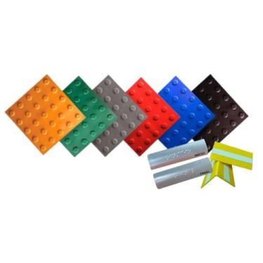 Imagem de 10 pisos tátil alerta pvc 25x25cm+kit escada acessivel 7x3cm - LAGGE A