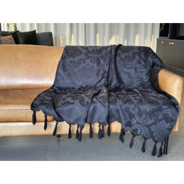 Imagem de Manta Xale Para Sofá 1,80 X 1,40 Tecido Jacquard com Franja - Decorame