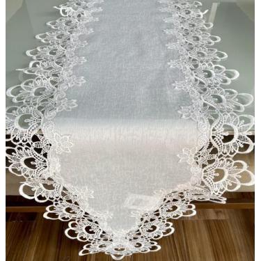 Imagem de Caminho de Mesa Trilho Kasilar Premium Barrado Guipir 40x1.50cm - Kasi