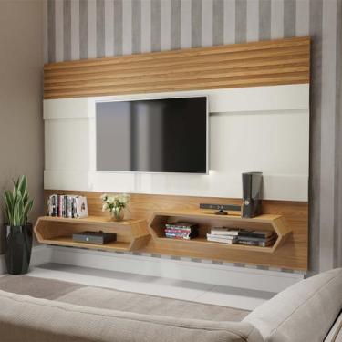 Imagem de Painel Suspenso para TV de até 65" 220 Cm 2 Nichos Off White Freijó Da