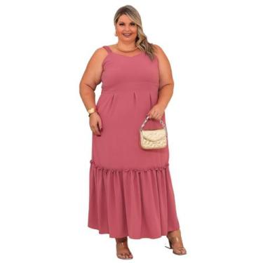 Imagem de Vestido feminino longo de alças largas com elastico todo forrado e bol