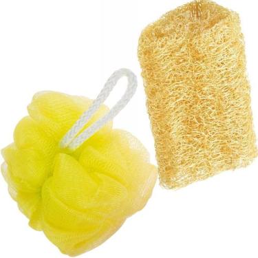 Imagem de Esponja Banho Nylon Macia + Vegetal Esfoliante Natural - BJ-POP, Cuida