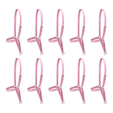 Imagem de Kit 10 Cabrestos de Fita para Vaca SV39032 - Rosa - Selaria Vertentes