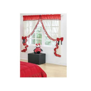 Imagem de Cortina Para Quarto Infantil Juvenil 2mt Menina Joaninha - Bordados Qi