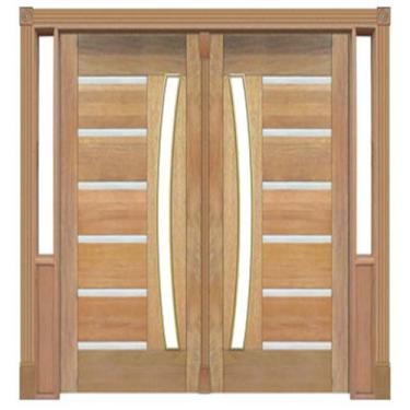 Imagem de Portal Duplo Pivotante Madeira Maciça Cedro Arana BBB Com Frisos Metál