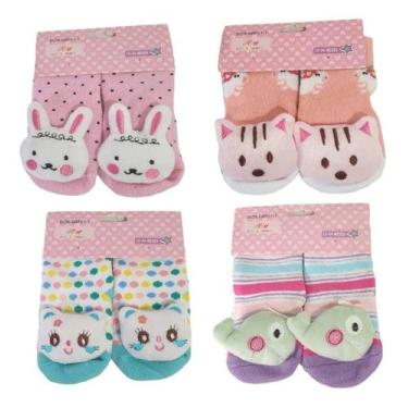 Imagem de Kit 2 Meias Pantufas Bebê Infantil Menina(o) Recém Nascido - Hangar Mo