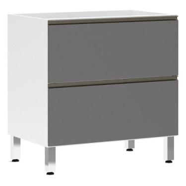 Imagem de Balcão Sem Tampo 80cm Basculante Branco Com Cinza Puro - LUCIANE