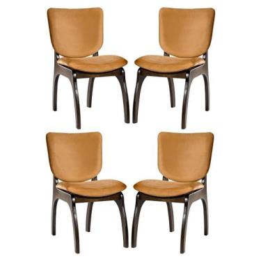 Imagem de Kit 4 Cadeiras Estofadas para Cozinha Irlanda Madeira Maciça Tabaco Su