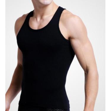Imagem de Regata Masculina Modelo Americano Fechado Canelada Algodão - adonai, P
